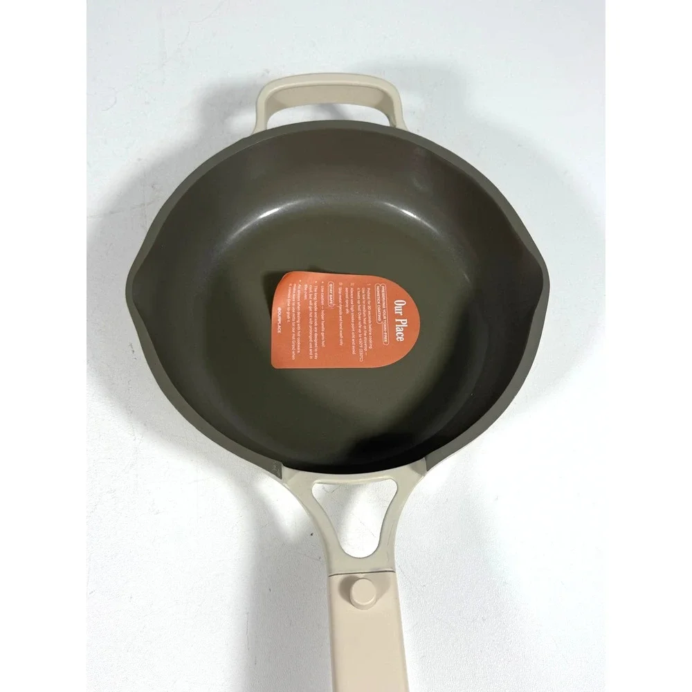 Our Place Aluminum Ceramic Nonstick 1.2L Cookware Cooking Pan Set Cream 3pc